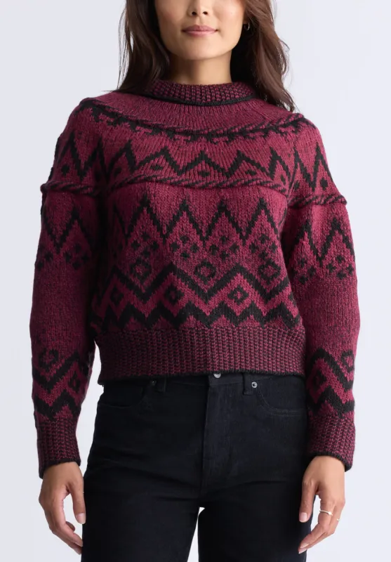 Lesina Women's Fair Isle Knit Pullover Sweater, Red & Black - SW0088F sold by Buffalo Jeans