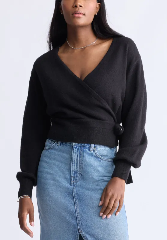 Jadis Women’s Long Sleeve Wrap Sweater, Black - SW0099H sold by Buffalo Jeans