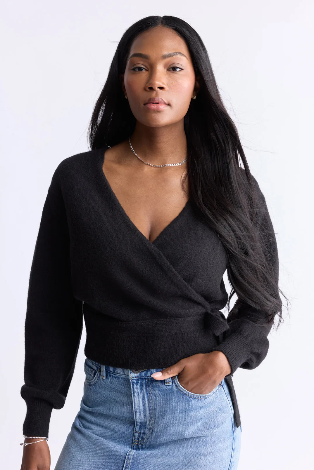 Jadis Women’s Long Sleeve Wrap Sweater, Black - SW0099H sold by Buffalo Jeans product image thumbnail 2
