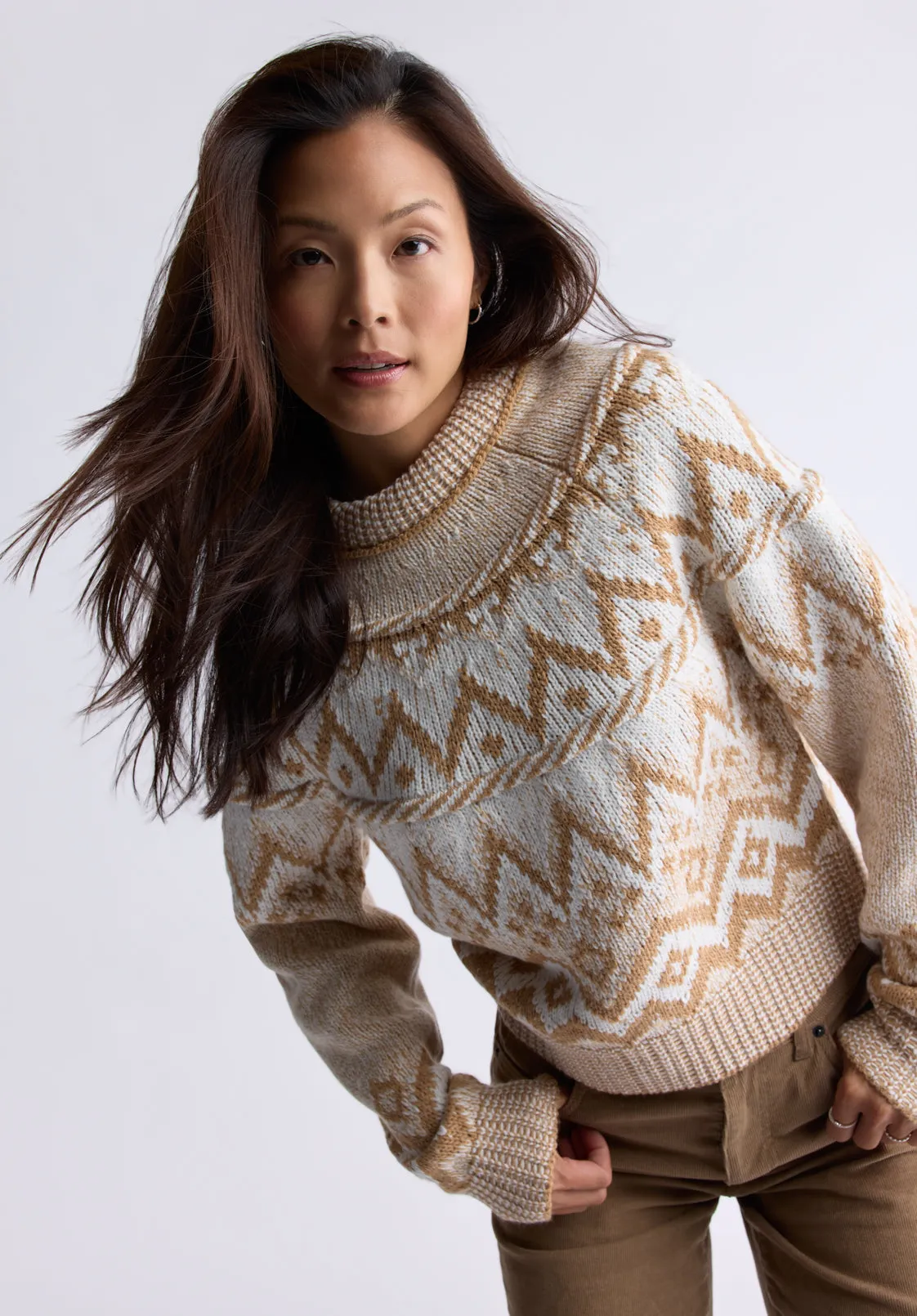 Lesina Women's Fair Isle Knit Pullover Sweater, Beige & Camel - SW0088F sold by Buffalo Jeans product image thumbnail 2