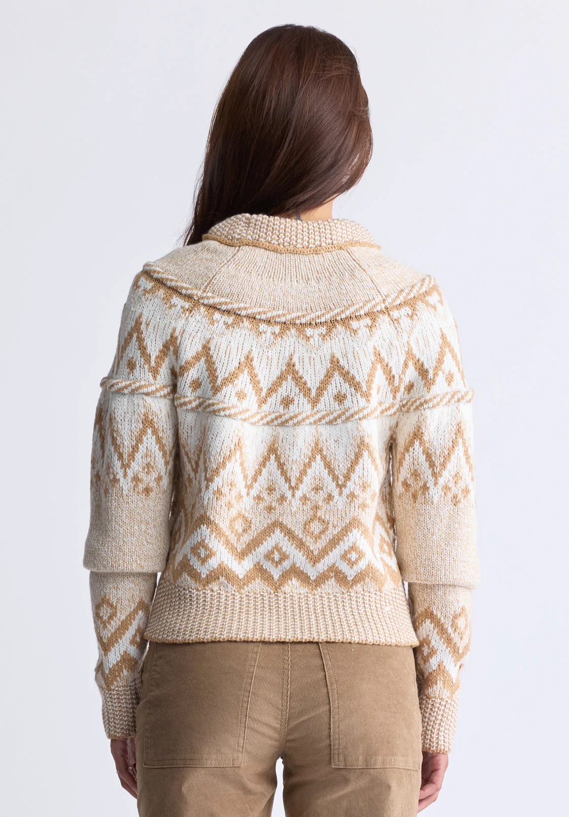 Lesina Women's Fair Isle Knit Pullover Sweater, Beige & Camel - SW0088F sold by Buffalo Jeans product image thumbnail 4