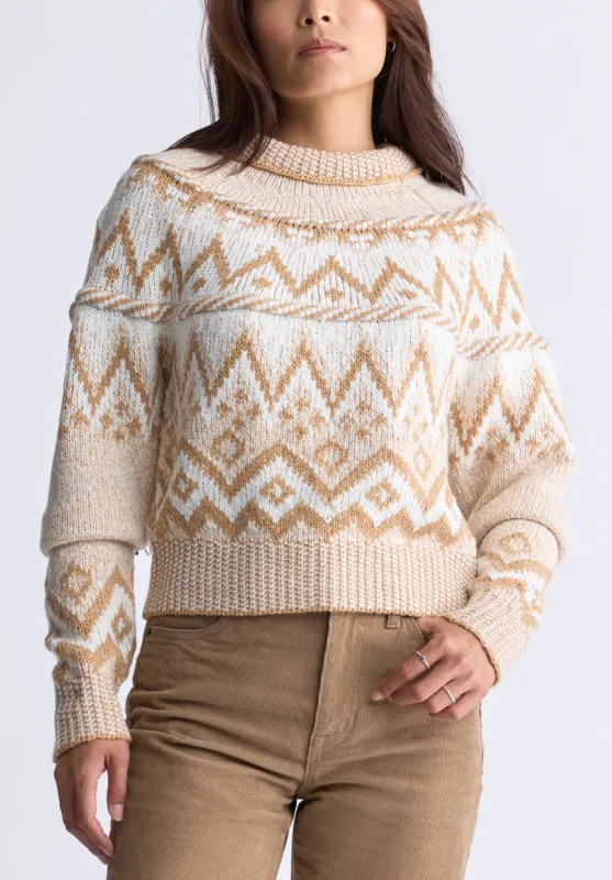 Lesina Women's Fair Isle Knit Pullover Sweater, Beige & Camel - SW0088F sold by Buffalo Jeans