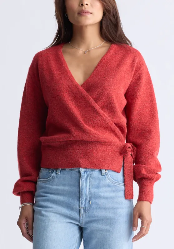 Jadis Women’s Long Sleeve Wrap Sweater, Red - SW0099H sold by Buffalo Jeans
