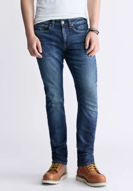 Slim Ash Men's Jeans, Contrast Whiskered Indigo - BM26024 sold by Buffalo Jeans