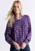 Zosia Women's Floral Print Smocked Blouse, Purple - WT0130H sold by Buffalo Jeans