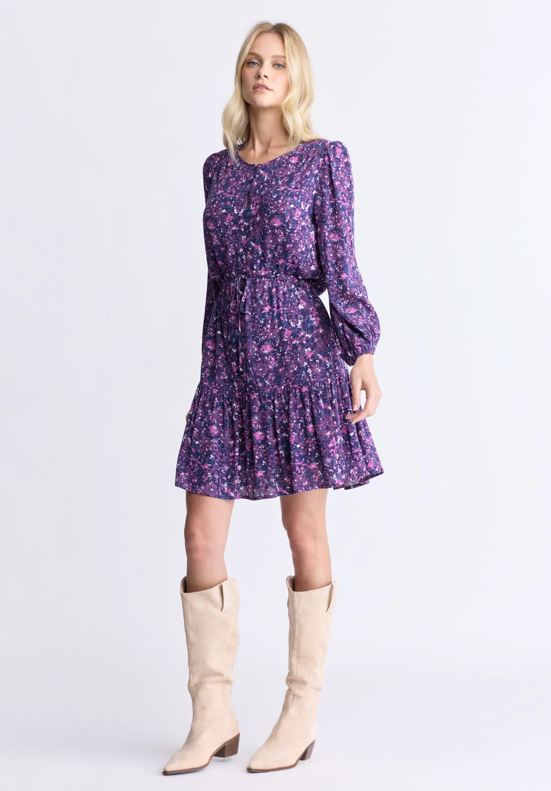 Rochelle Women's Floral Print Long-Sleeve Dress, Purple - WD0064H sold by Buffalo Jeans product image thumbnail 3
