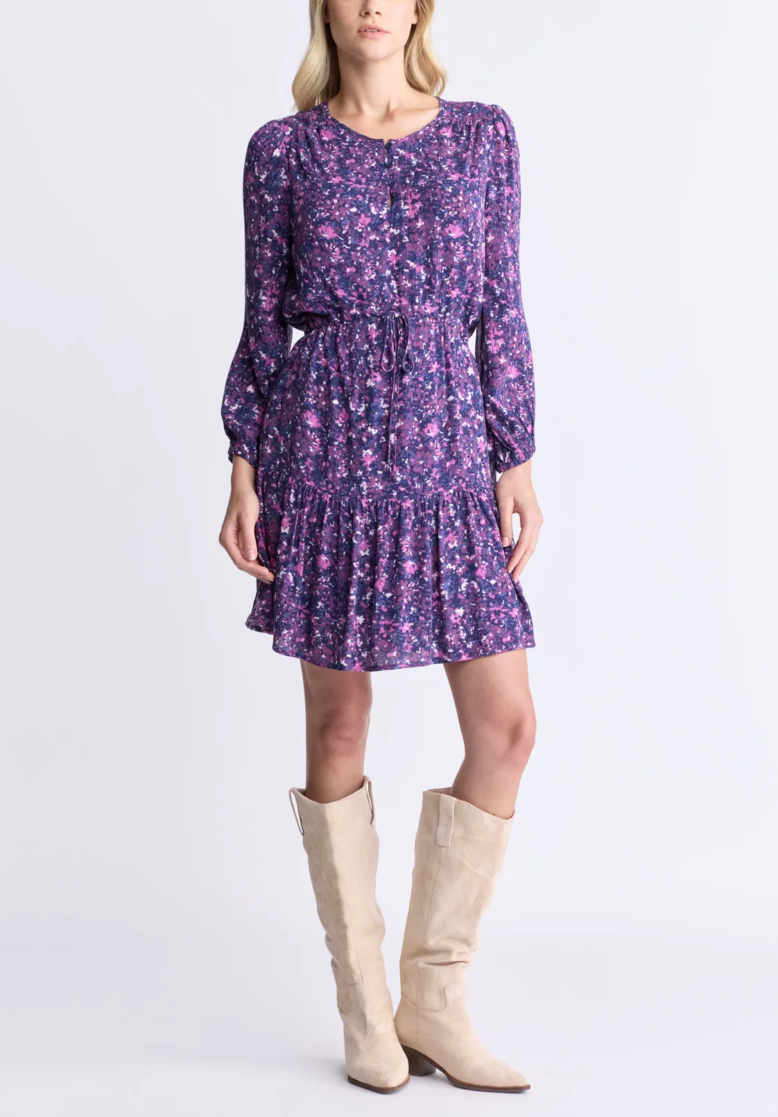 Rochelle Women's Floral Print Long-Sleeve Dress, Purple - WD0064H sold by Buffalo Jeans