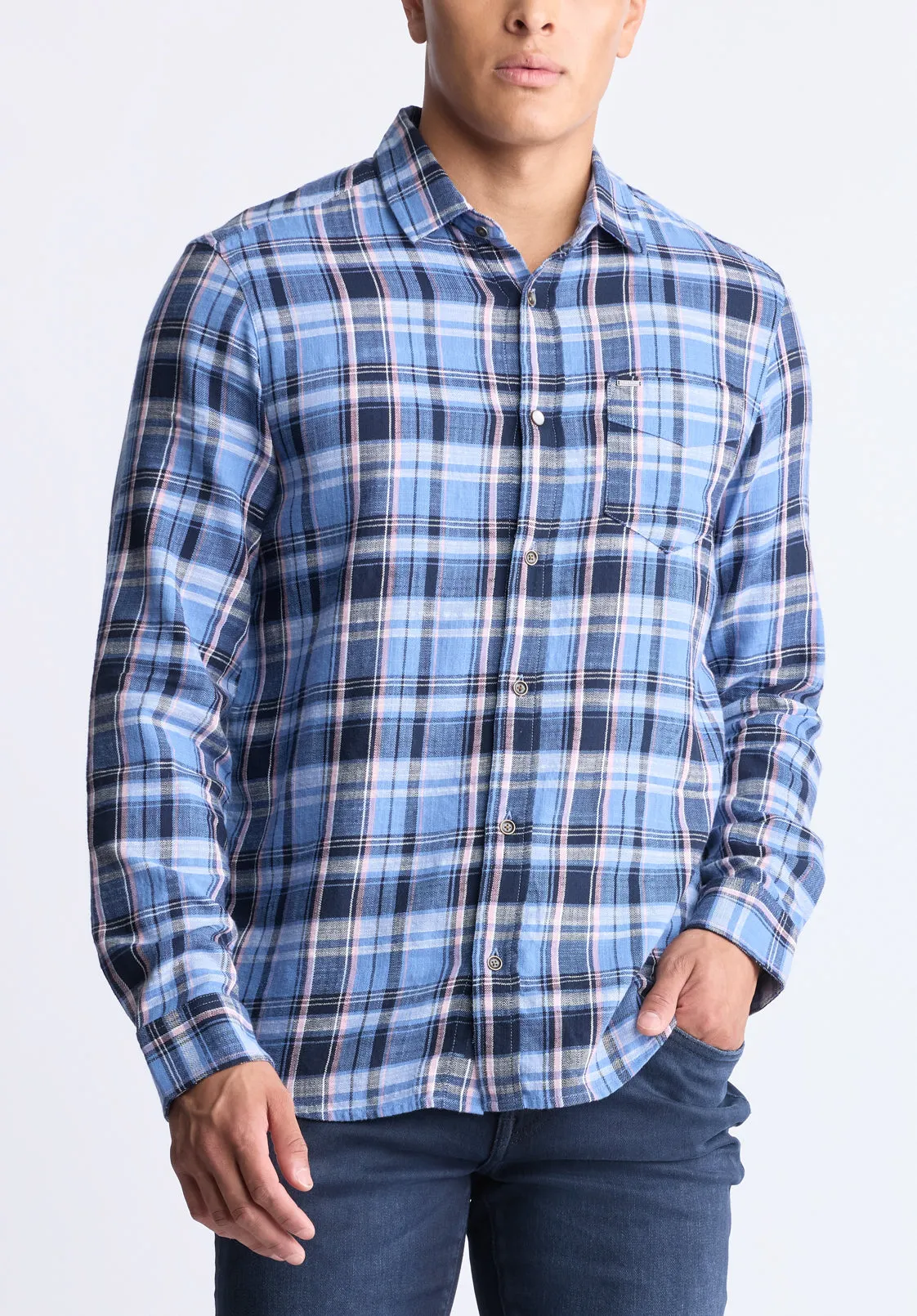 Saroz Men's Classic Plaid Shirt, Midnight blue - BM24499 sold by Buffalo Jeans