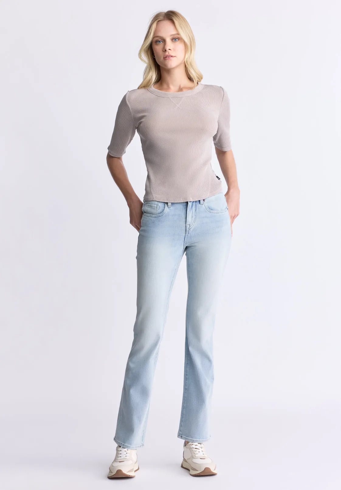 Tabbey Women's Ribbed Half-Sleeve Top, Taupe - KT0172H sold by Buffalo Jeans product image thumbnail 5