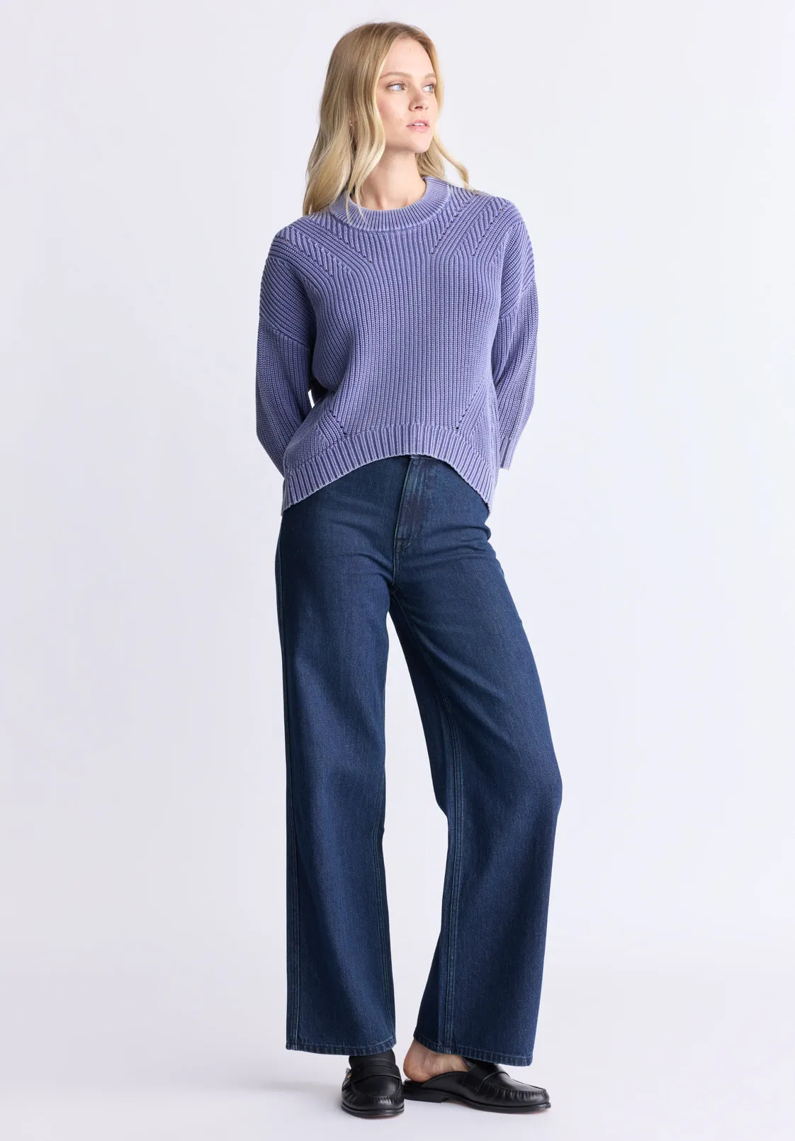 Kassandra Women's 3/4 Sleeve Pointelle Stitch Sweater, Skipper Blue - SW0100H sold by Buffalo Jeans product image thumbnail 4