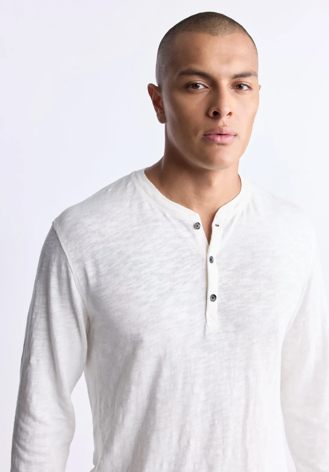 Kandid Men's Long-Sleeve Henley Top, Milk - BM24522 sold by Buffalo Jeans product image thumbnail 2