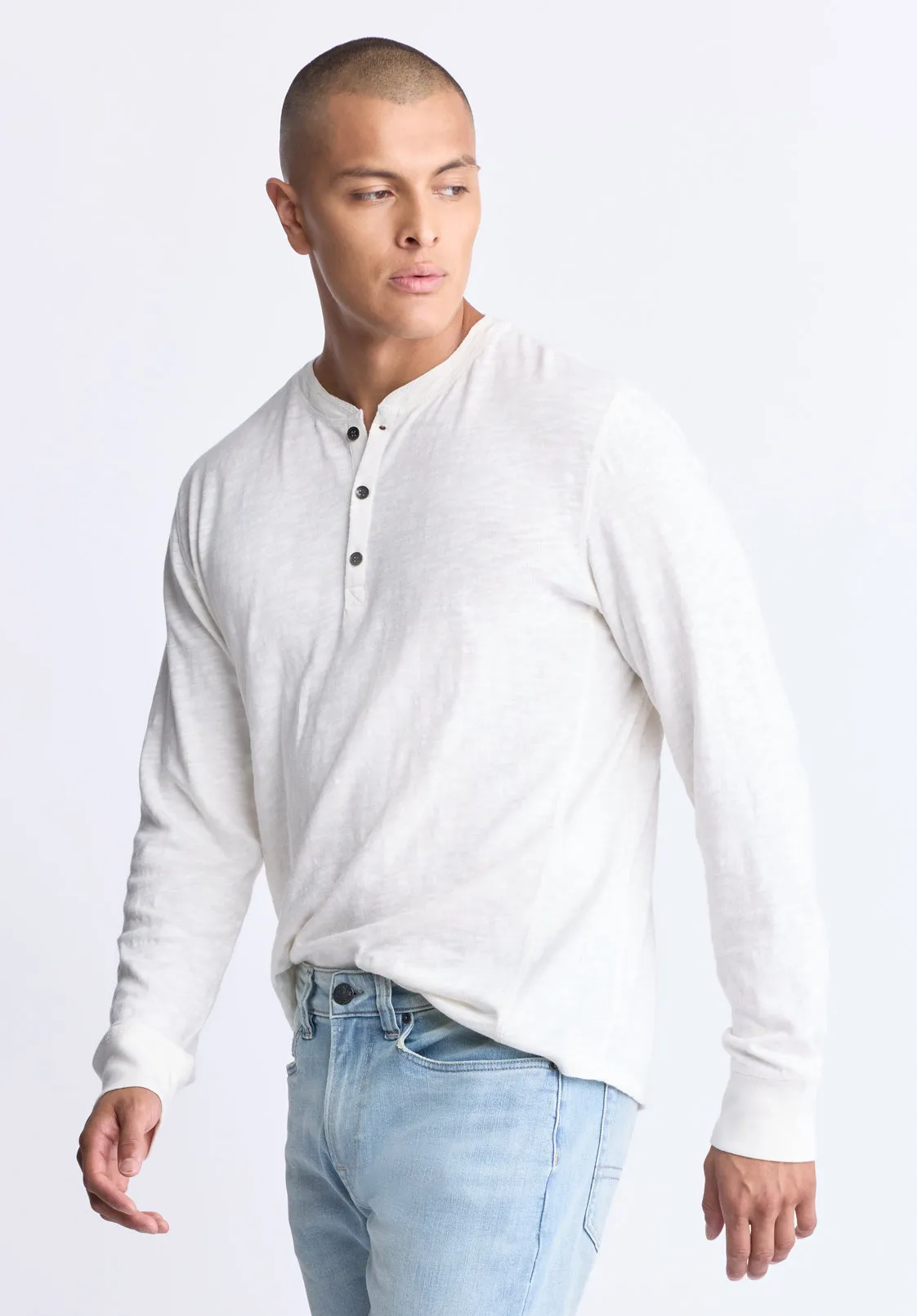 Kandid Men's Long-Sleeve Henley Top, Milk - BM24522 sold by Buffalo Jeans product image thumbnail 3