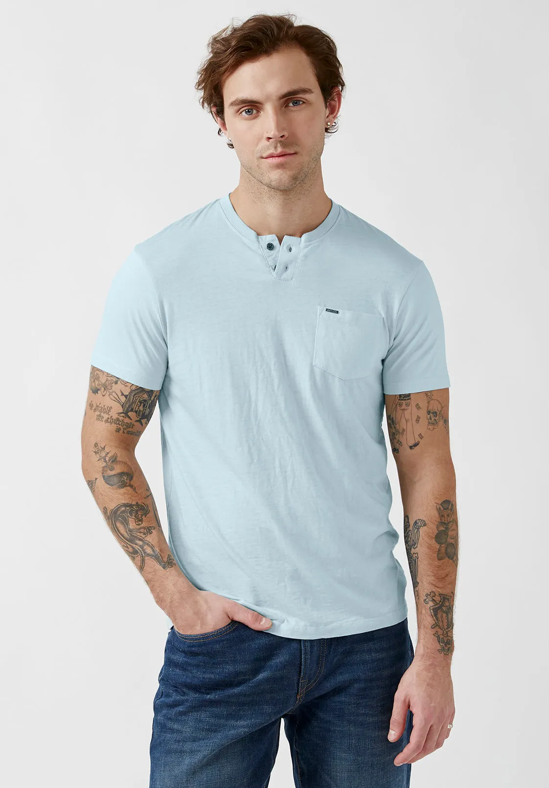 Kaddy Men’s Short-Sleeve Top in Sky Blue - BM23991 sold by Buffalo Jeans product image thumbnail 3