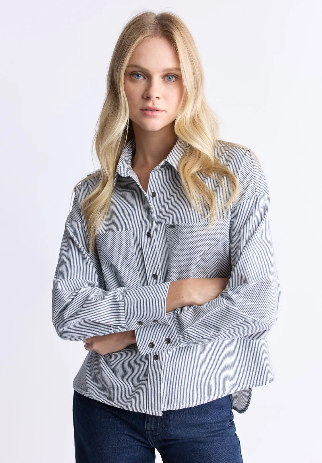 Twyla Women's Boxy Striped Shirt, Whale - WT0084H sold by Buffalo Jeans product image thumbnail 2