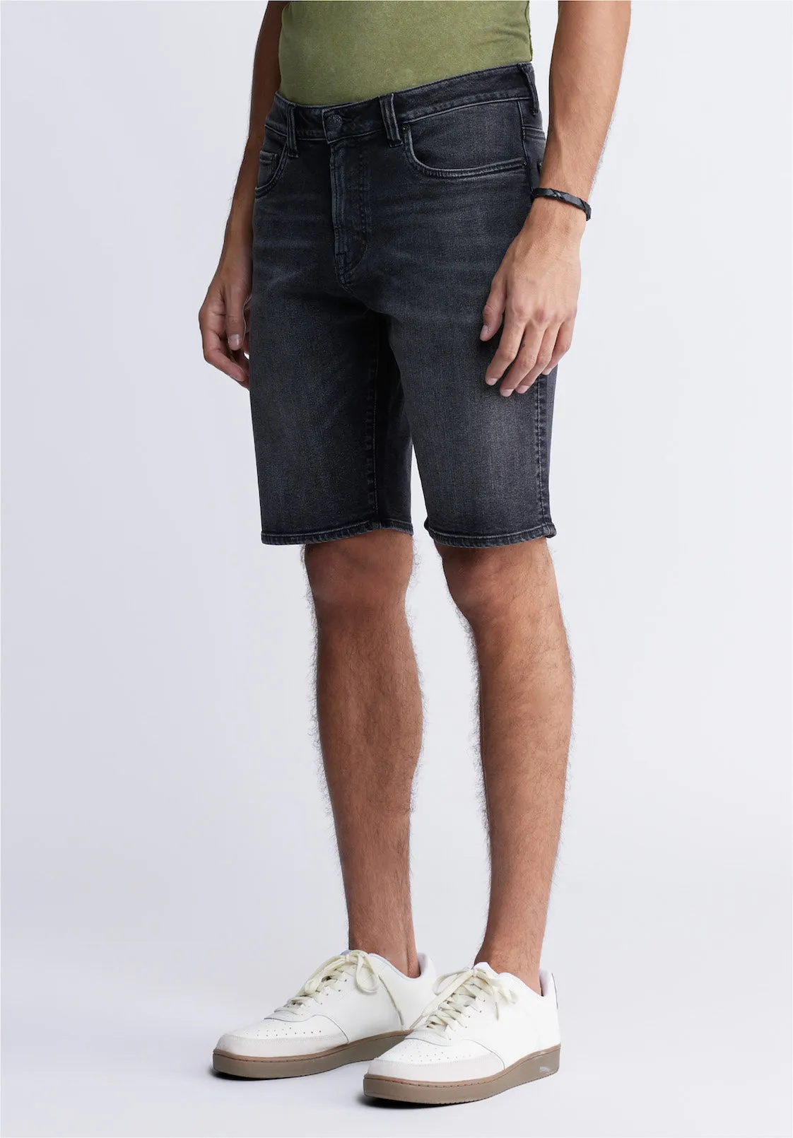 Relaxed Straight Dean Men's Denim Shorts in Crinkled Black - BM22849 sold by Buffalo Jeans product image thumbnail 2