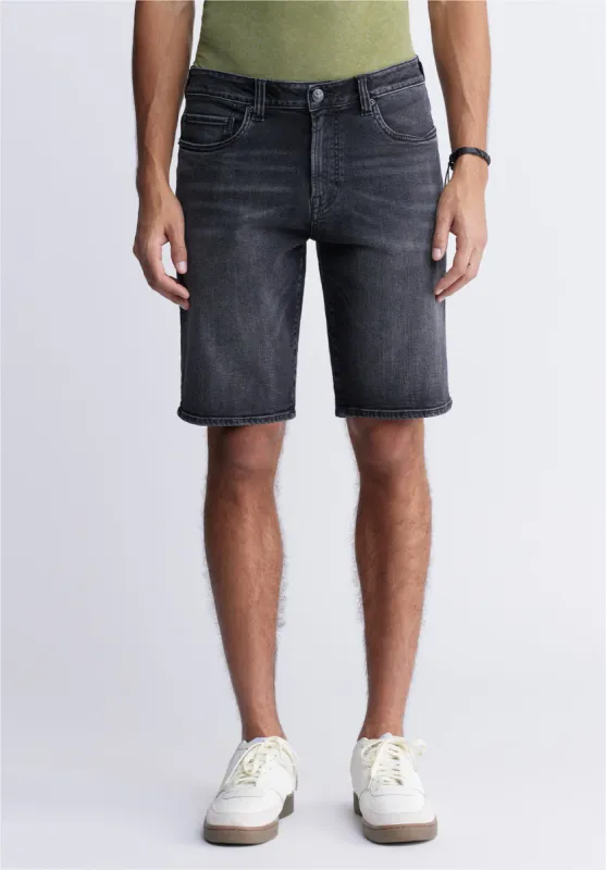 Relaxed Straight Dean Men's Denim Shorts in Crinkled Black - BM22849 sold by Buffalo Jeans