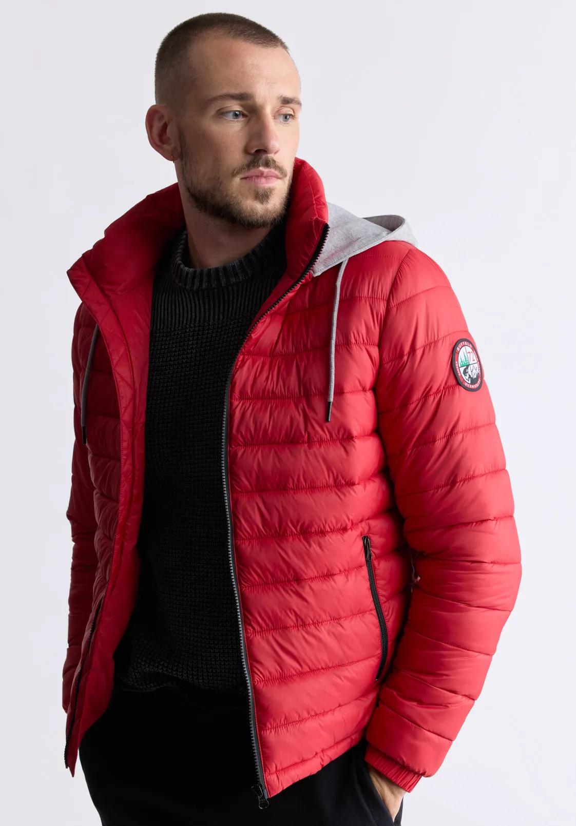 Vince Men’s Quilted Puffer Zip-Up Jacket with Contrasting Hoodie, Red - OBMFE003 sold by Buffalo Jeans product image thumbnail 2