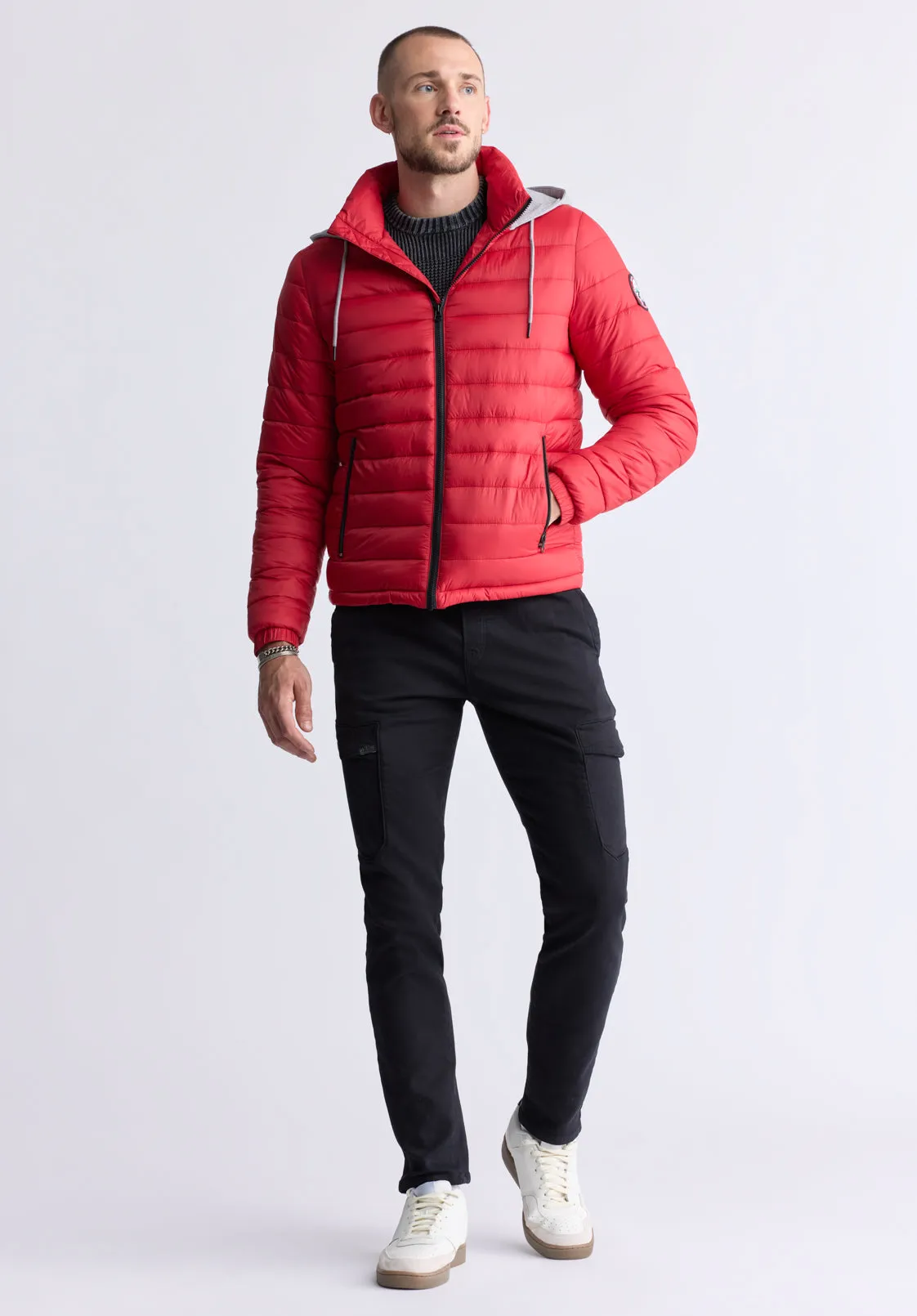 Vince Men’s Quilted Puffer Zip-Up Jacket with Contrasting Hoodie, Red - OBMFE003 sold by Buffalo Jeans product image thumbnail 4