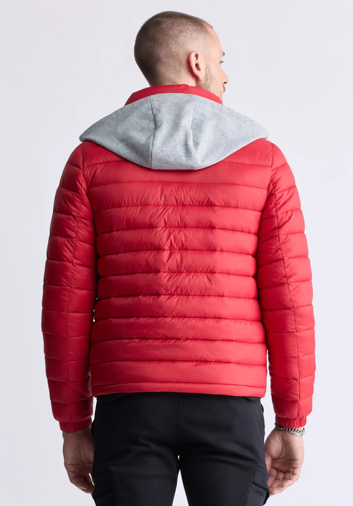 Vince Men’s Quilted Puffer Zip-Up Jacket with Contrasting Hoodie, Red - OBMFE003 sold by Buffalo Jeans product image thumbnail 3