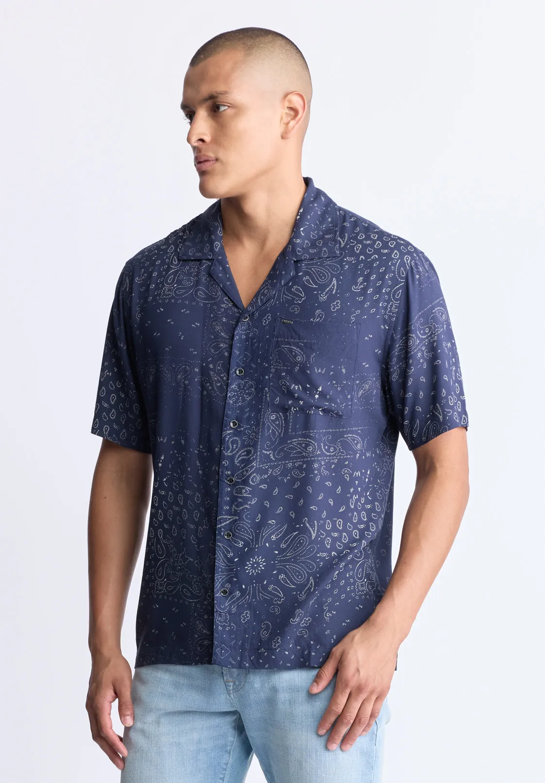 Santi Men's Paisley Print Short-Sleeve Shirt, Midnight Blue - BM24521 sold by Buffalo Jeans product image thumbnail 3