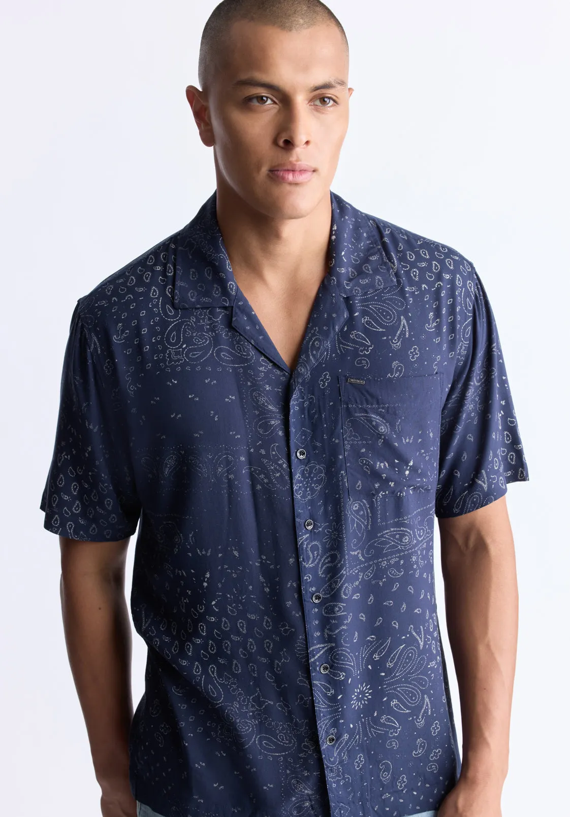 Santi Men's Paisley Print Short-Sleeve Shirt, Midnight Blue - BM24521 sold by Buffalo Jeans product image thumbnail 2