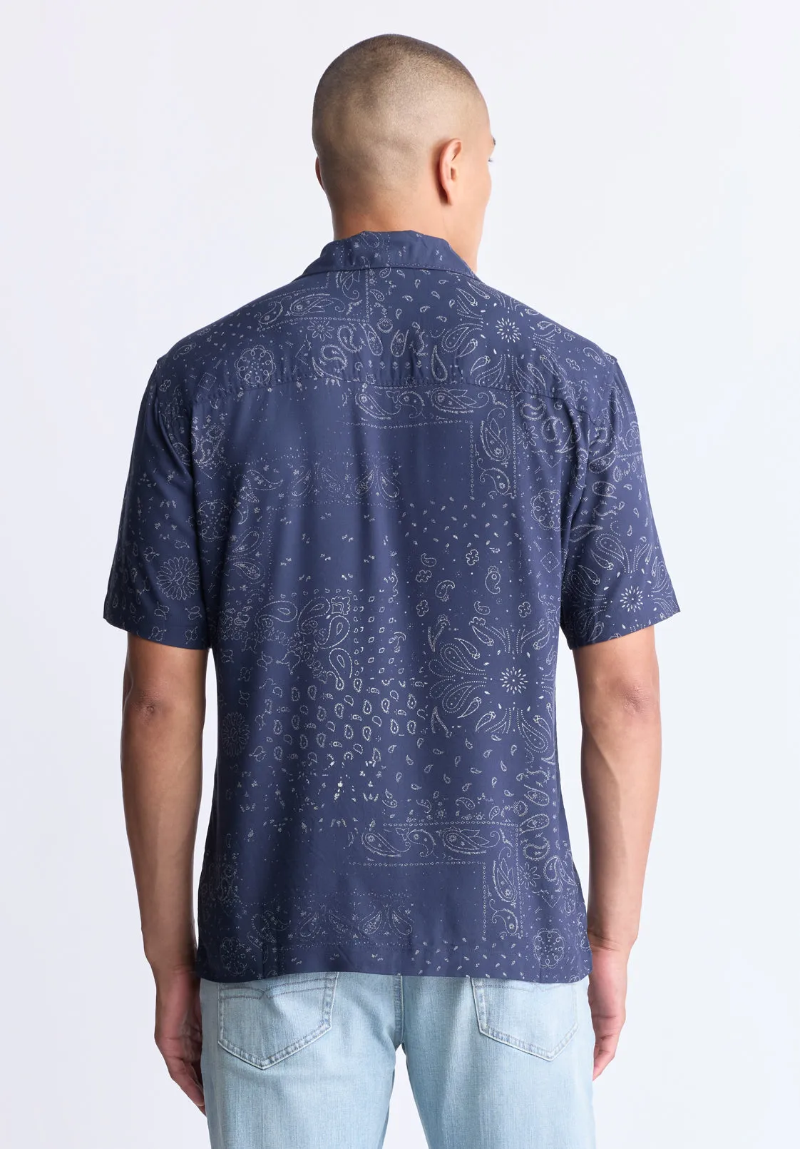 Santi Men's Paisley Print Short-Sleeve Shirt, Midnight Blue - BM24521 sold by Buffalo Jeans product image thumbnail 4
