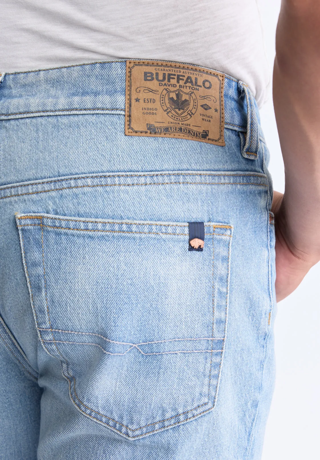 Straight Six Men's Crinkled and Sanded Jeans, Light Blue - BM26000 sold by Buffalo Jeans product image thumbnail 5