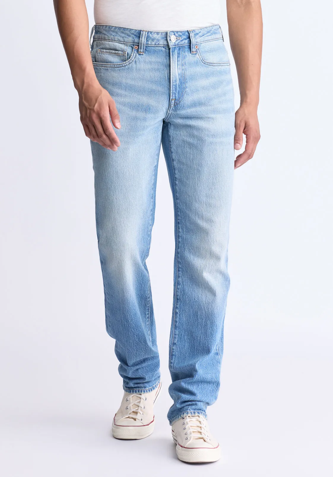 Straight Six Men's Crinkled and Sanded Jeans, Light Blue - BM26000 sold by Buffalo Jeans