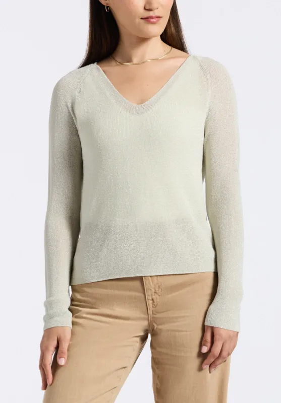 Valencianna Women's V-Neck Lightweight Knit Sweater, Flax Green - SW0126P sold by Buffalo Jeans