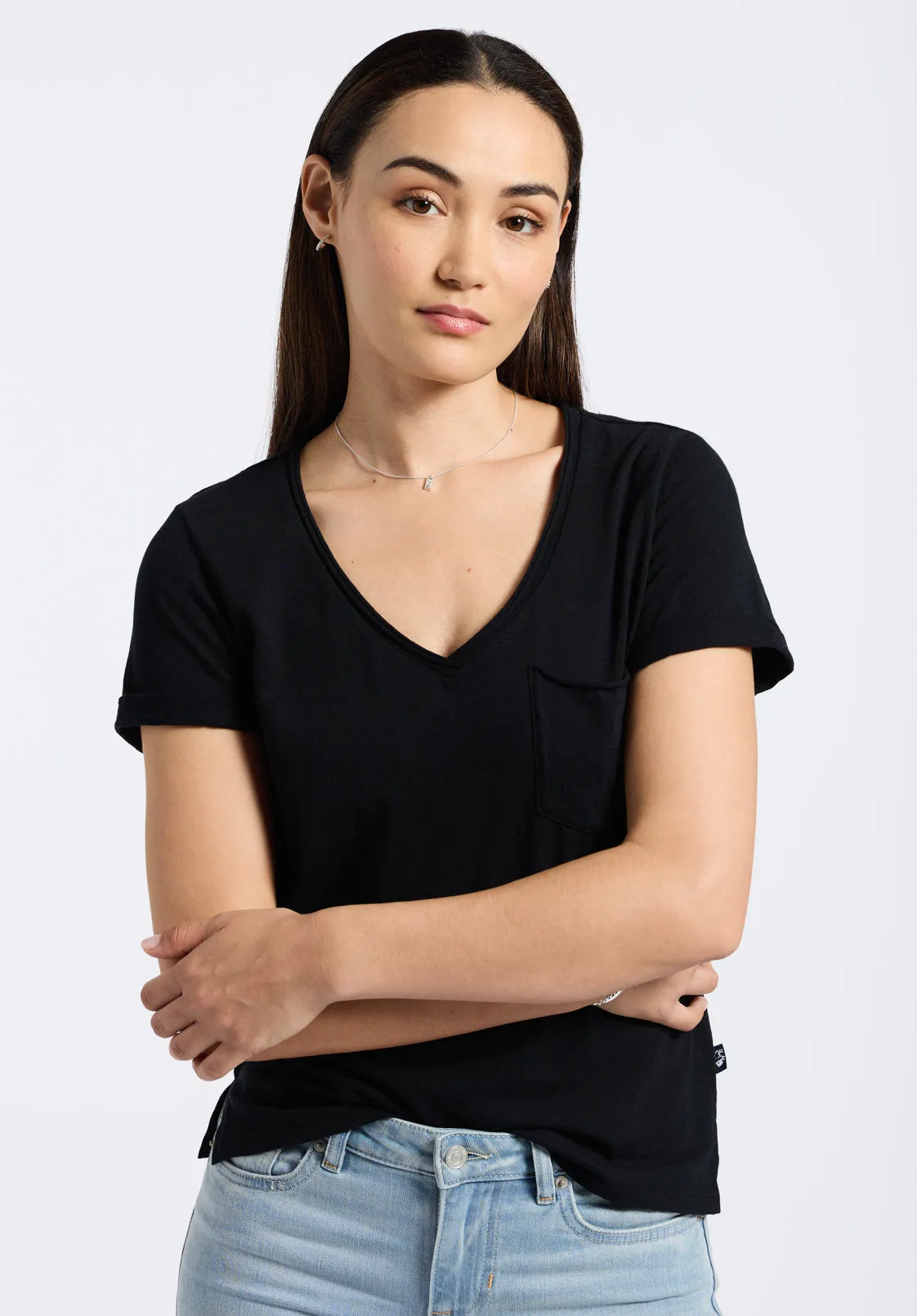 Moxie Women's Slub Knit V-Neck T-Shirt, Black - KT0179P sold by Buffalo Jeans product image thumbnail 2