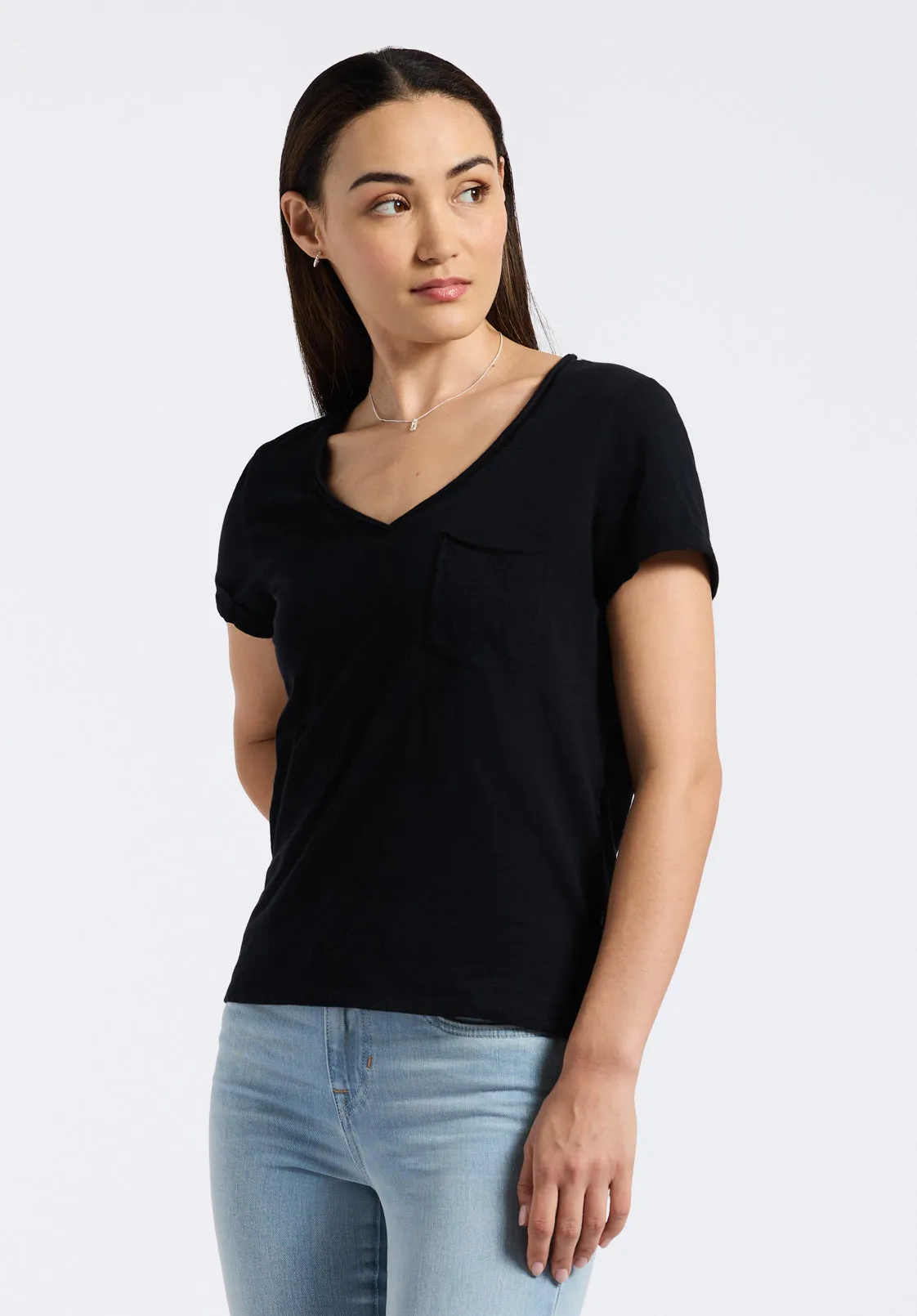 Moxie Women's Slub Knit V-Neck T-Shirt, Black - KT0179P sold by Buffalo Jeans product image thumbnail 3