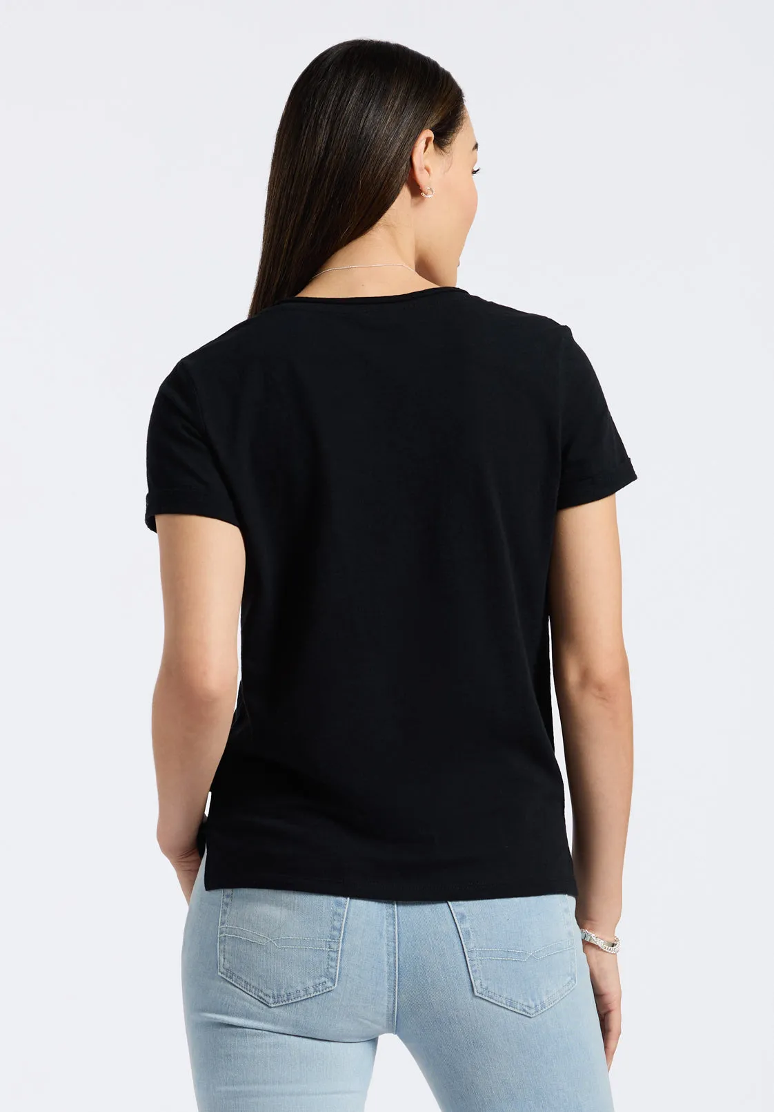 Moxie Women's Slub Knit V-Neck T-Shirt, Black - KT0179P sold by Buffalo Jeans product image thumbnail 4