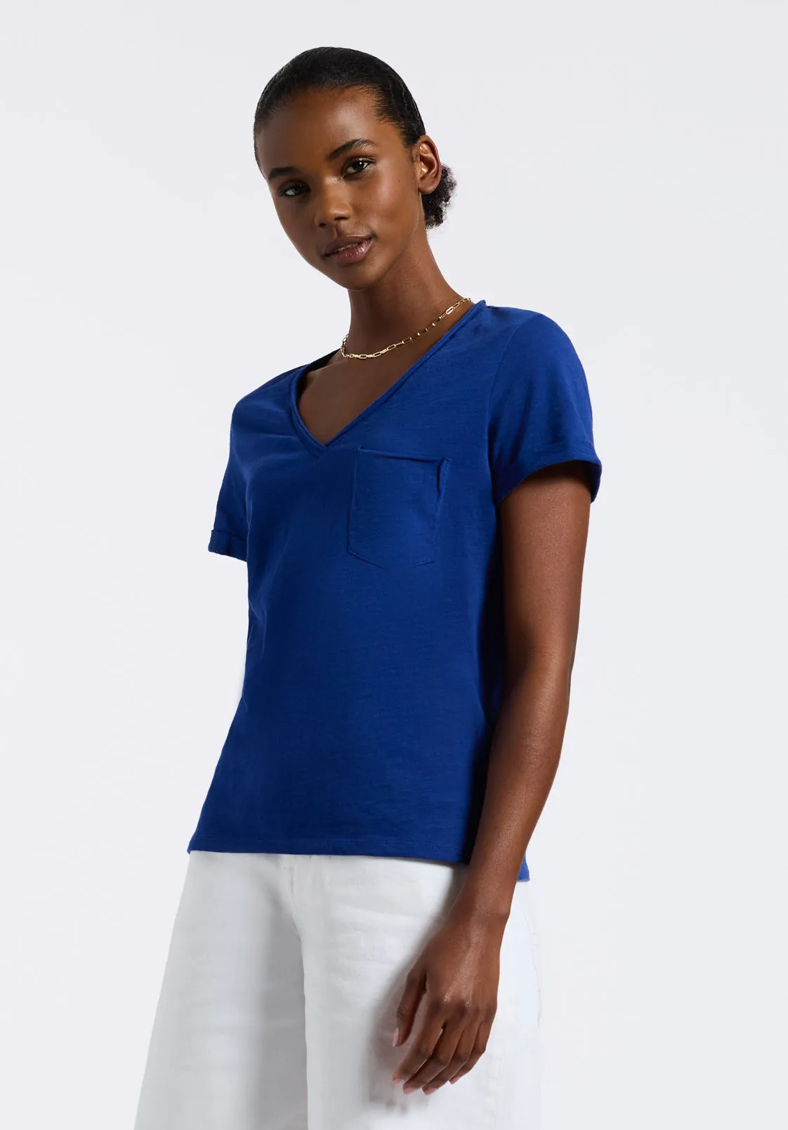 Moxie Women's Slub Knit V-Neck T-Shirt, Sodalite Blue - KT0179P sold by Buffalo Jeans product image thumbnail 3