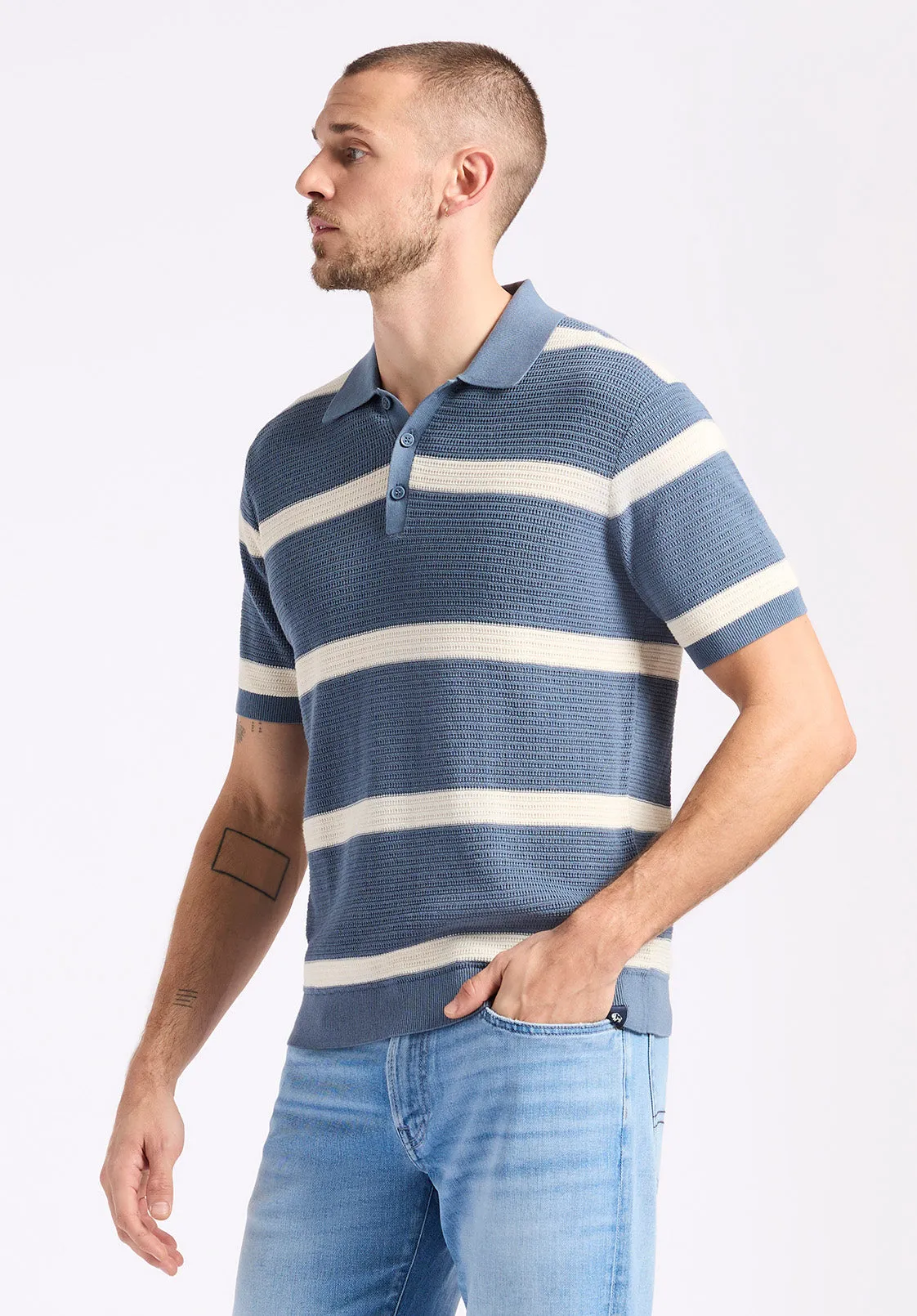 Winder Men's Short-Sleeve Striped Sweater Polo, Mirage Blue - BM24549 sold by Buffalo Jeans product image thumbnail 3