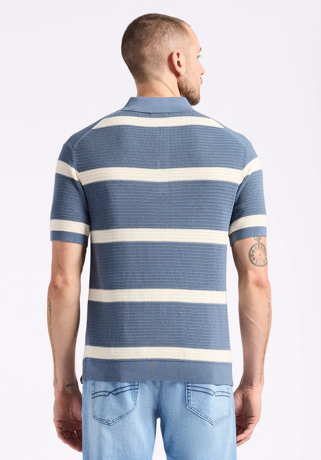 Winder Men's Short-Sleeve Striped Sweater Polo, Mirage Blue - BM24549 sold by Buffalo Jeans product image thumbnail 4