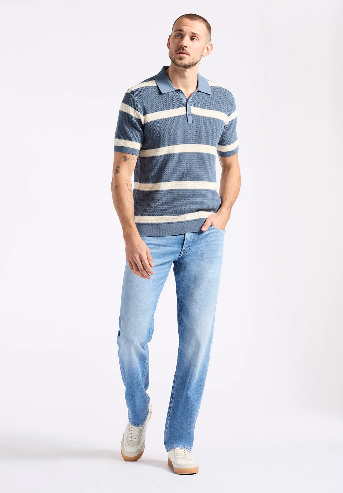 Winder Men's Short-Sleeve Striped Sweater Polo, Mirage Blue - BM24549 sold by Buffalo Jeans product image thumbnail 5