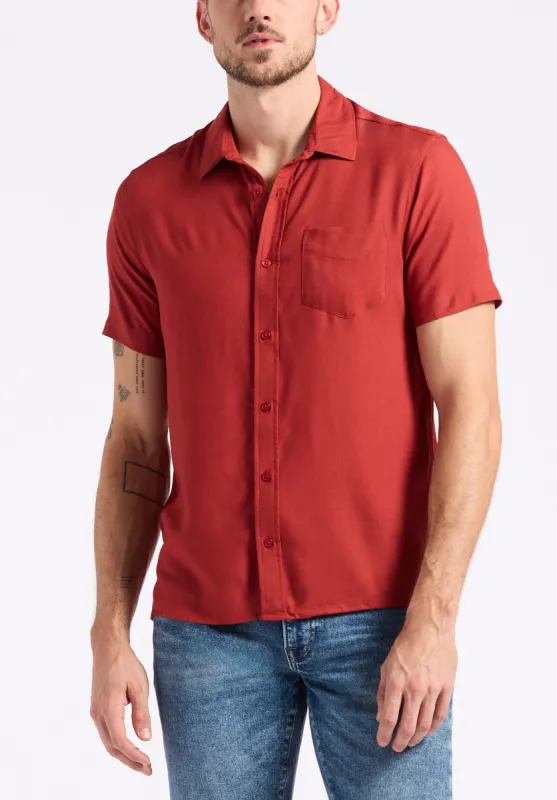 Sirilo Men's Fitted Short Sleeve Shirt, Baked Apple Red - BM24594 sold by Buffalo Jeans