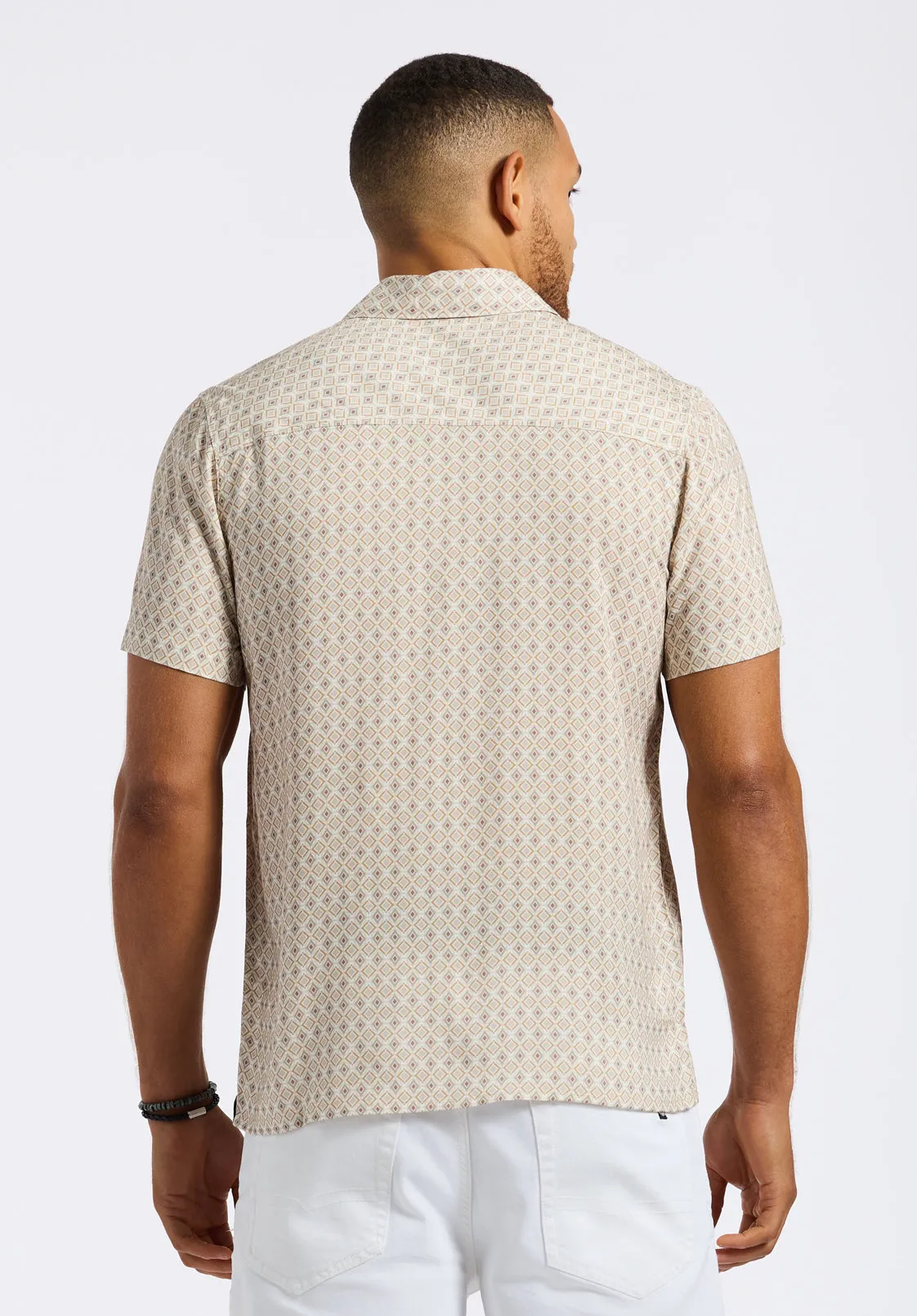 Sirilo Men's Short Sleeve Fitted Shirt with Geometric Print, Milk - BM24652 sold by Buffalo Jeans product image thumbnail 3