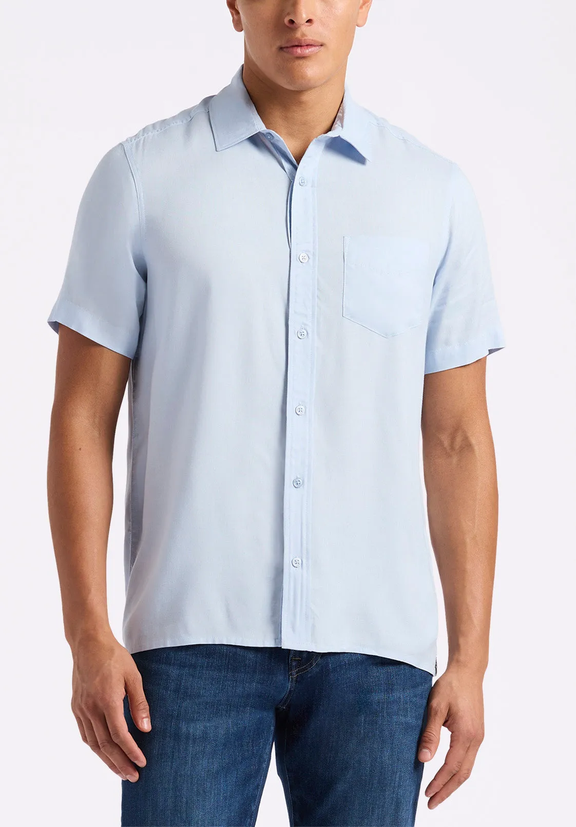 Sirilo Men's Fitted Short Sleeve Shirt, Halogen Blue - BM24594 sold by Buffalo Jeans