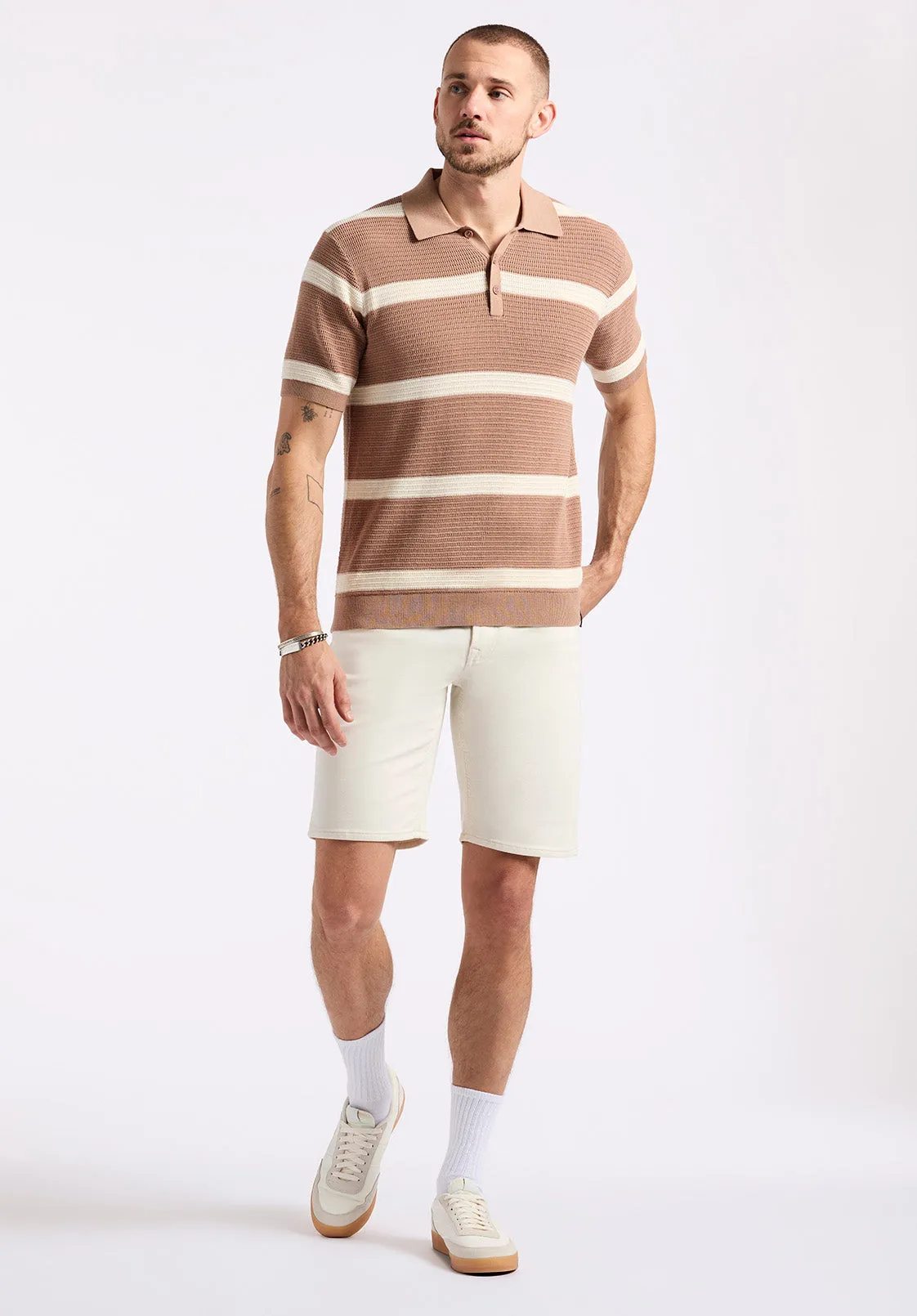 Winder Men's Short-Sleeve Striped Sweater Polo, Woodsmoke Brown - BM24549 sold by Buffalo Jeans product image thumbnail 5