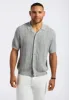 Wasko Men's Cable-Knit Short-Sleeve Button-Up Polo, Heather Grey - BM24540 sold by Buffalo Jeans