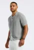 Wasko Men's Cable-Knit Short-Sleeve Button-Up Polo, Heather Grey - BM24540 sold by Buffalo Jeans