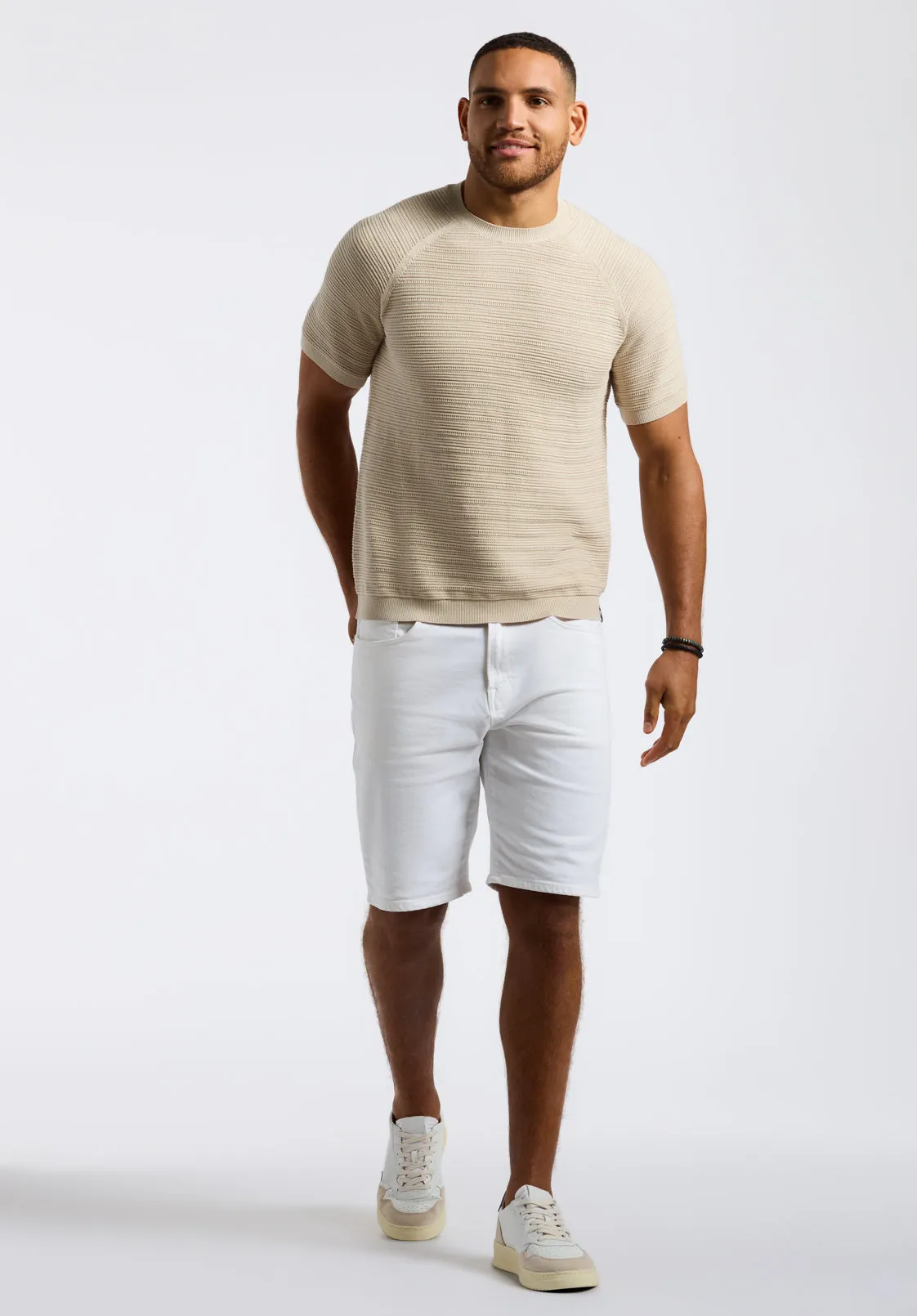 Wipped Men's Textured Knit Sweater T-Shirt, Buttercream Beige - BM24533 sold by Buffalo Jeans product image thumbnail 4