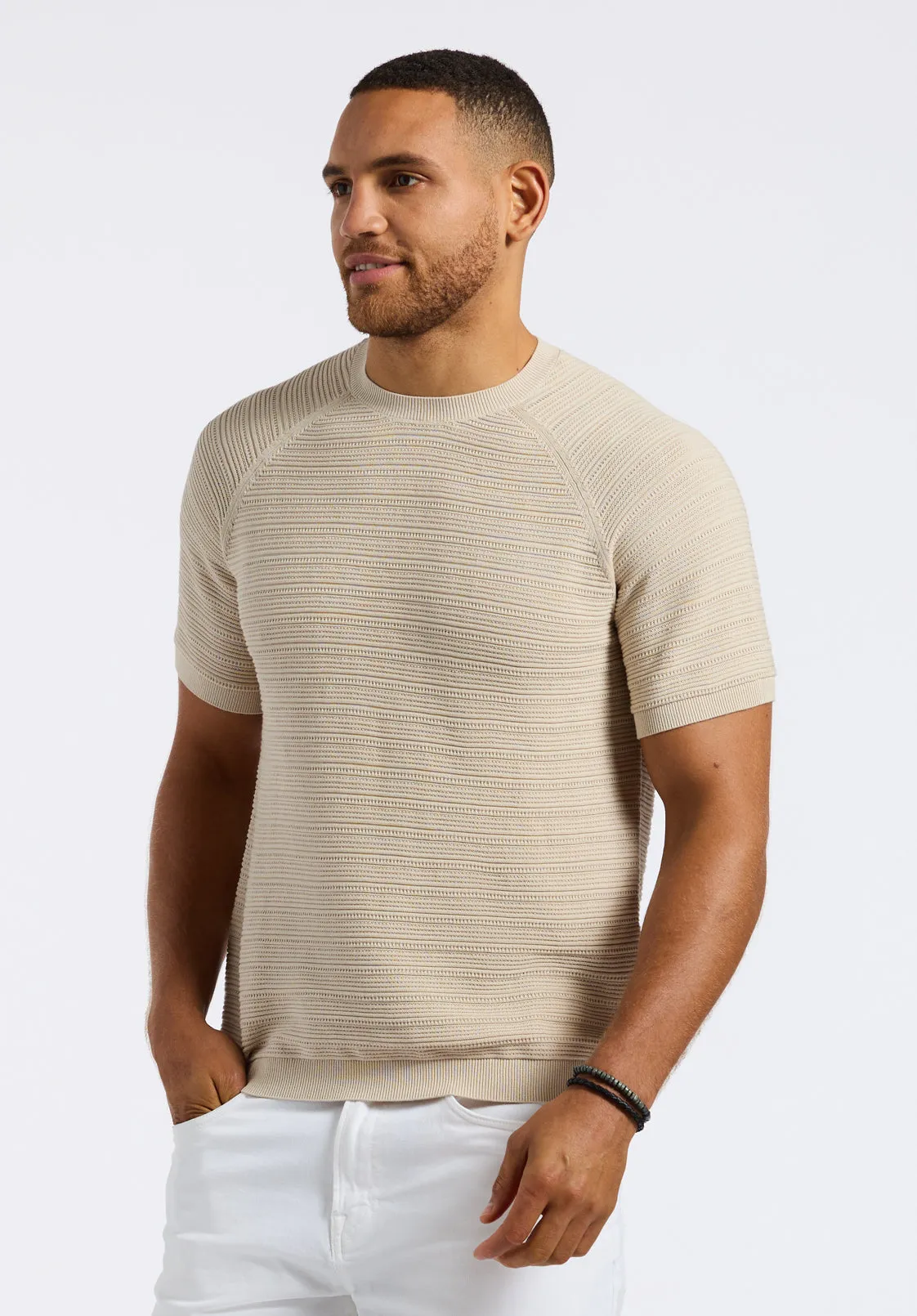 Wipped Men's Textured Knit Sweater T-Shirt, Buttercream Beige - BM24533 sold by Buffalo Jeans product image thumbnail 2