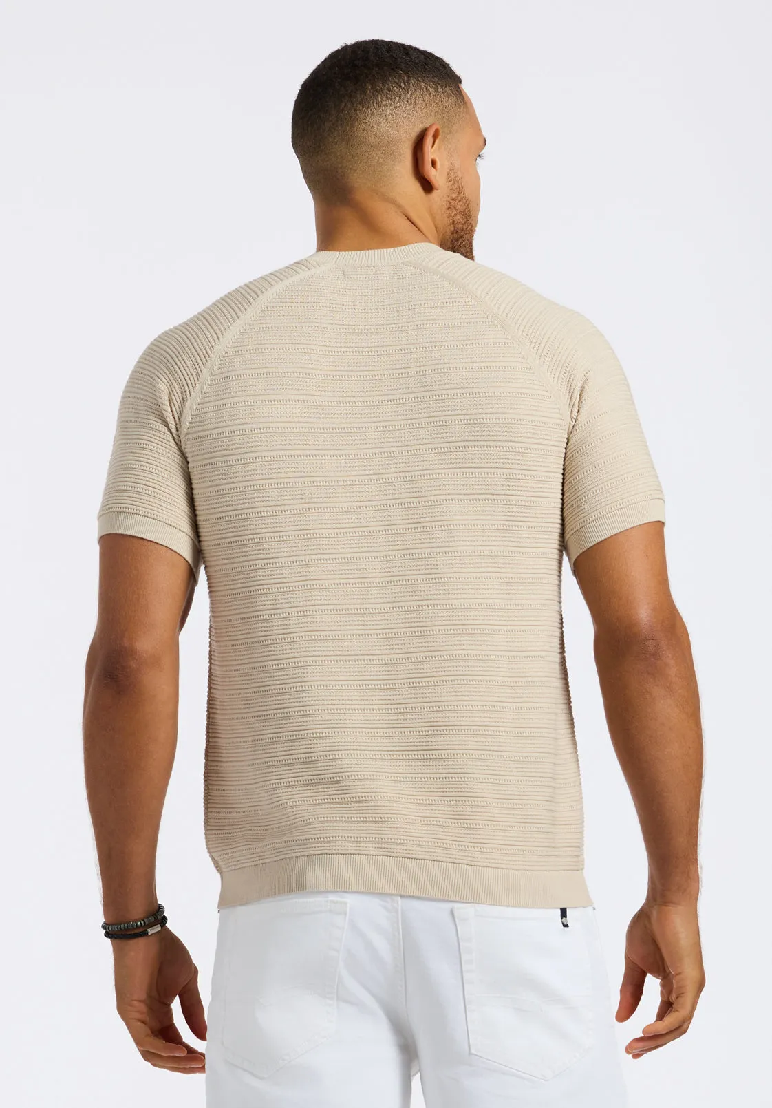 Wipped Men's Textured Knit Sweater T-Shirt, Buttercream Beige - BM24533 sold by Buffalo Jeans product image thumbnail 3