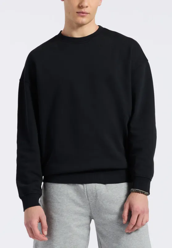 Famke Men's Relaxed Crewneck Sweatshirt, Black - BM24541 made by Buffalo David Bitton