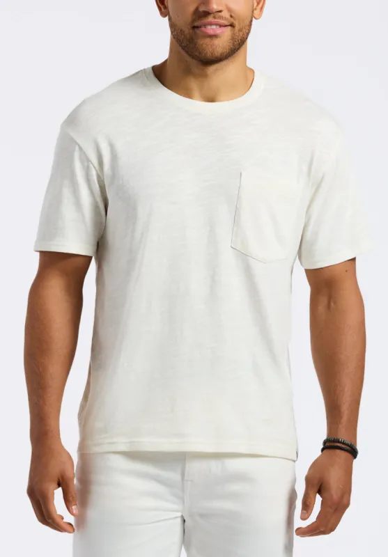 Kander Men's Slub Knit Crew Neck Pocket T-Shirt, Milk - BM24606 made by Buffalo David Bitton
