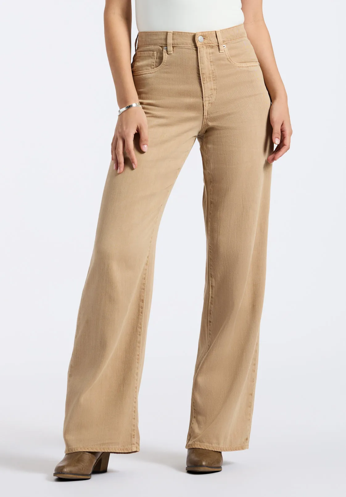 High Rise Wide Leg Addie Women's Pants, Almond Beige - BL16083 sold by Buffalo Jeans
