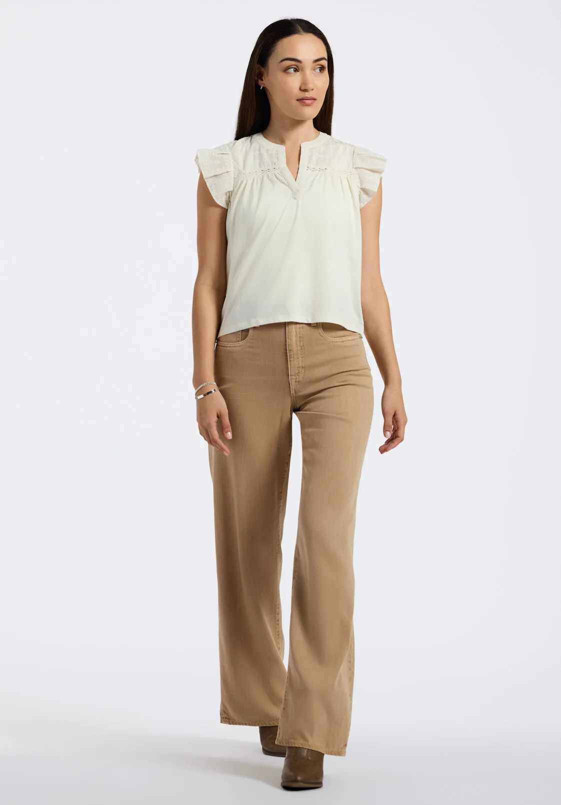 High Rise Wide Leg Addie Women's Pants, Almond Beige - BL16083 sold by Buffalo Jeans product image thumbnail 4