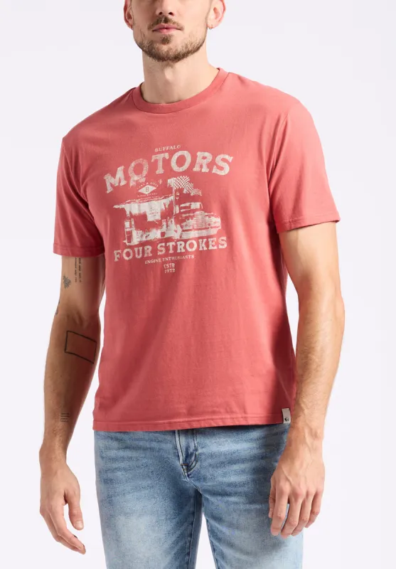 Trokes Men's Graphic T-Shirt with Motors Print, Mineral Red - BM24638 sold by Buffalo Jeans